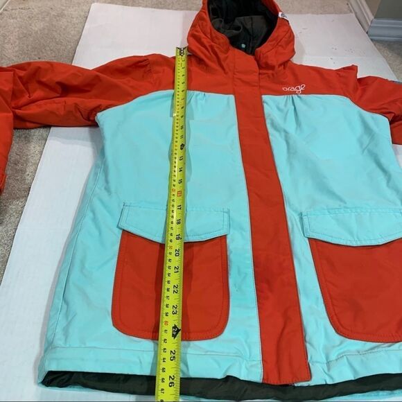 ORAGE youth unisex winter ski jacket hooded 14 XL orange light blue - Picture 13 of 15
